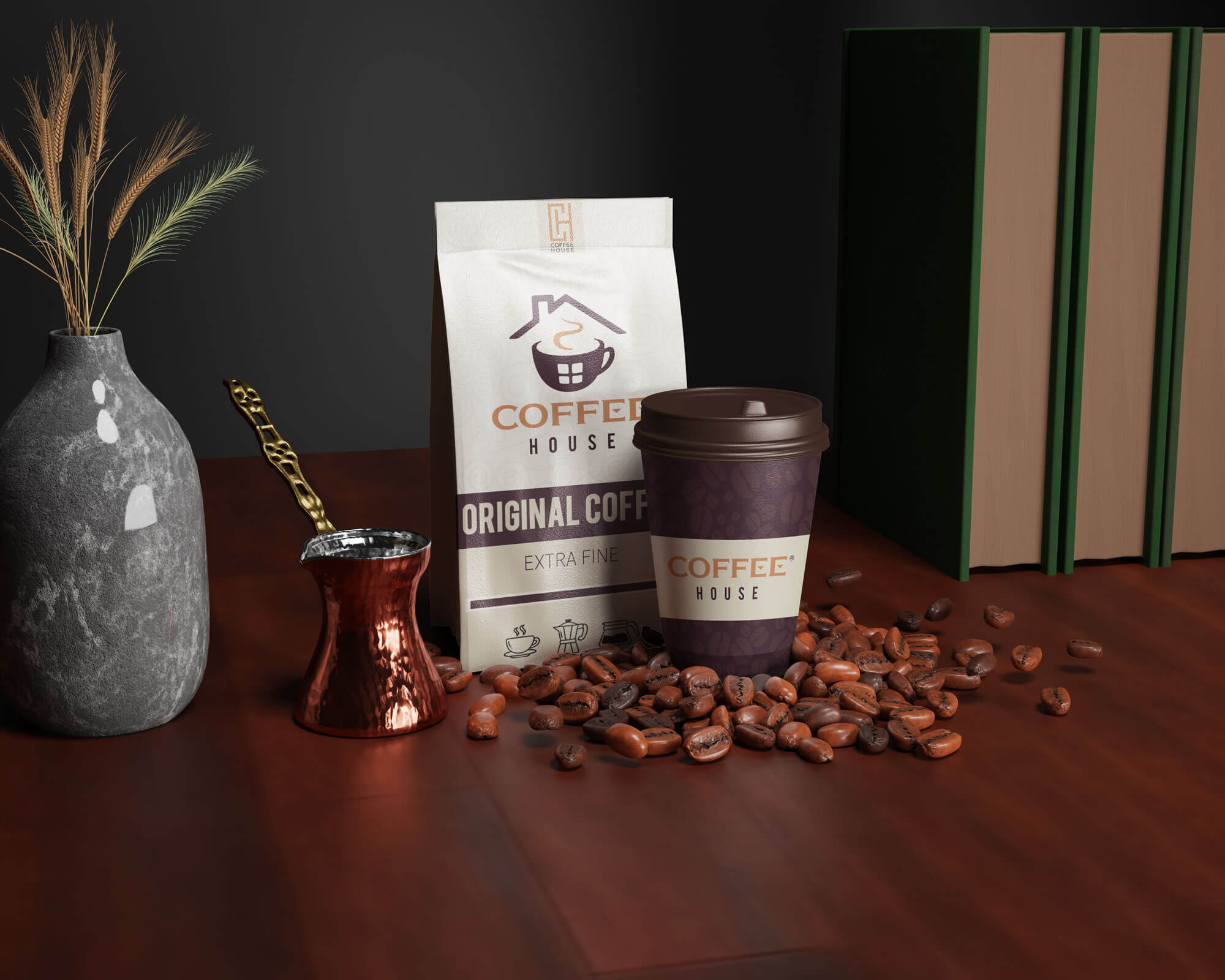 Coffee House coffee cup and packaging
